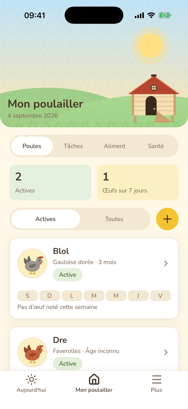 Liste des poules dans Mon poulailler