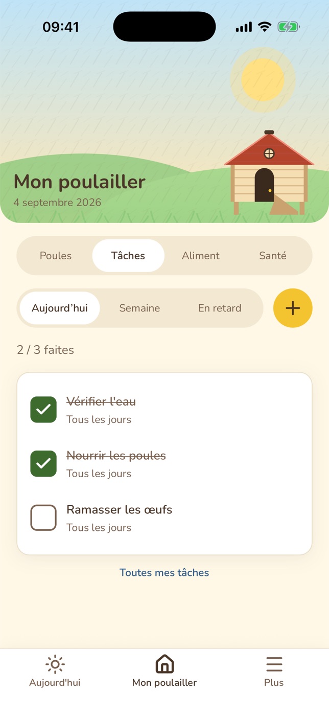 Tâches du jour dans Mon poulailler